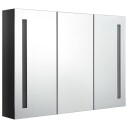 vidaXL LED-speilskap til bad 89x14x62 cm skinnende svart