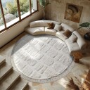 Runde tepper   Salem Natural Cotton Shaggy offwhite Størrelse: Ø 200 cm