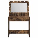  Sminkebord med LED lamper i Røkt Eik 79x41x135 cm