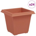 vidaXL Firkantet Blomsterpotte 24 pcs Klinker Rød 16 x 16 x 14 cm