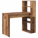  Skrivebord med lagring Gammelt tre 113x54x120 cm Konstruert tre