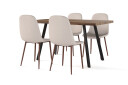 Factory Fellow Marcelen Spisebord Uttrekkbart med ileggsplate + 4 stk Naira stol beige med valnøttben   Brun/Beige