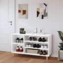 vidaXL Skoskap h?yglans hvit 102x36x60 cm konstruert tre