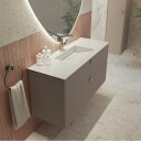 Møbelpakke FOSSBAD Innovent B120 med Simplicity silestoneservant og Organic speil