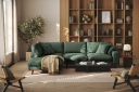 Copenhagen Premium 4 personers Venstrevendt L formet Dyb Chaiselongsofa i Stoff   Grön