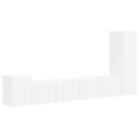  TV benksett Veggmontert 3 pcs Hvit Konstruert tre