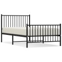 vidaXL Sengeramme i metall med hode- og fotgavl svart 100x190 cm