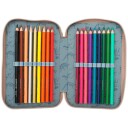 Dino World Triple Pencil Case LED Khaki Brown 412381