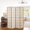 Skjerm 4 delt 160 x 170 cm skillevegg romdeler sammenleggbar romdeler personvernskjerm for stue naturlig
