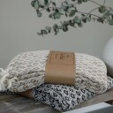 Home Tex Bomullspledd   100% resirkulert bomull   130x180 cm   hvit med beige mønster