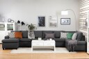 Crazy 6 seters Høyrevendt U formet XX Large Sofa med Divan og Sjeselong i Stoff   Mørk grå