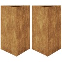 Plantekasser 2 stk trekantet 50x43x75 cm cortenstål