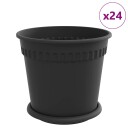 vidaXL Plantepotter 24 pcs Svart Ø 19 x 16 cm Plast