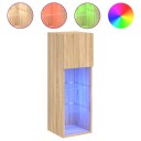  TV benk med LED lys sonoma eik 30,5x30x90 cm