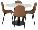 Venture Design Razzia & Polar spisegruppe Hvit/brun 4 st stoler & bord 106 cm