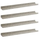  Vegghyller 4 stk betonggrå 60x9x3 cm