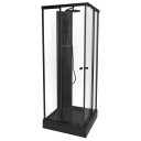 Vikingbad Sofia Rett Pluss Dusjkabinett - Svart Søyle Matt / 90x90cm Klart Glass