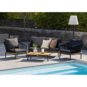 Venture Design Andorra sofagruppe Svart med grå pute 2-seter sofa, 2 lenestoler & bord 90x60 cm Svart