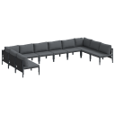  Hagesofa Set 10 pcs Antrasitt Stål