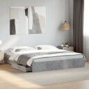  Sengeramme med skuffer betonggrå 200x200 cm konstruert tre 8721102622854