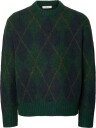Selected Slmrai Ls Knit Argyle Crew Neck   PINE GROVE   L