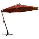 vidaXL Hengende parasoll med stolpe terrakotta 3,5x2,9 m heltre gran