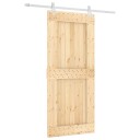  Skyvedør Naturlig og Hvit 90 x 210 cm Massiv Furu Tre