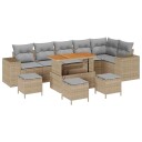 vidaXL Hagesofa Set 10 stk. 6-Antall seter Beige og lys grå