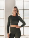 aim´n Ribbed Seamless Crop Long Sleeve - Green - L