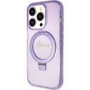 Guess Guhmp15lhrsgsu Iphone 15 Pro 6.1" Fioletowy/Purple Hardcase Ring Stand Script Glitter Magsafe