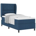  Box Spring Seng med Madrass i Blå 90x190 cm Stoff