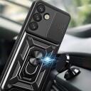Hurtel Hybrid Armor Camshield Deksel med kamerabeskyttelse og metallring for Samsung Galaxy S25+ Svart