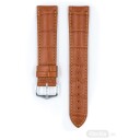 HIRSCH Duke Embossed Leather Watch Strap Honey Brown