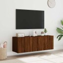 vidaXL Vegghengte TV-benker med LED 2 stk brun eik 60x35x41 cm 8721012258990