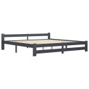 vidaXL Sengeramme mørkegrå heltre furu 200x200 cm