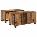  Kaffebord med hjul med lagring Gammel tre 75 x 75 x 38 cm Konstruert tre