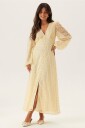 Bubbleroom   Maxikjole Embroidered Midi Dress   Gul
