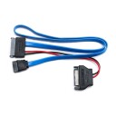 Eletra Mini Sata 7+15-Pin Hunn- Sata 7P Hunn+Sata 15 Hann 50+15CM kabel Flat blå EOMSPS50