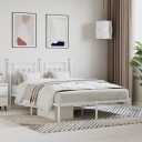 vidaXL Sengeramme i metall med hodegavl hvit 140x190 cm 8720845883669