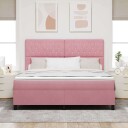  Box Spring Seng med Madrass og LED Rosa 180x200 cm Fløyel
