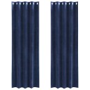  Gardiner med gardiner 2 pcs Mørkblå 140 x 260 cm Fløyel