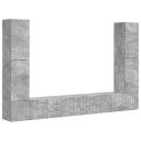  TV benksett 8 pcs Betonggrå Konstruert tre