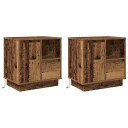  Nattbord med LED 2 stk Gammelt Tre 50x34,5x50 cm