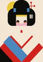 Geisha Girl Geometric Illustration Plakat Plakat / 40x50cm