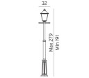 London 491 Lyktestolpe m/1 Lyktehode Høyde 191-279 cm Sort
