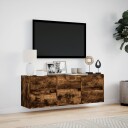  Vegghengt TV-benk med LED røkt eik 130x31x45 cm 852303