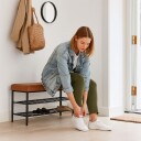 Benk for skooppbevaring – imitert skinn 2 hyller stil fra midten av århundret