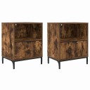  Nattbord 2 pcs Røkt eik 49 x 36 x 61 cm Konstruert tre