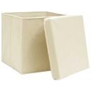 vidaXL Oppbevaringsbokser med lokk 10 stk kremhvit 32x32x32 cm stoff