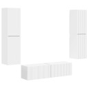  TV benksett 6 pcs Hvit Konstruert tre